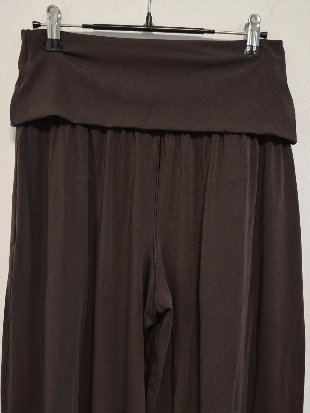 Aerie Real Me Foldover Super Wide Leg Pant Chocolate Brown Stretchy Women's Sz S - Picture 9 of 11